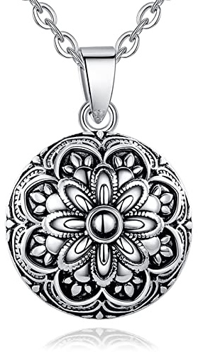 EUDORA Harmony Ball Angel Caller Pregnancy Women Vintage Snowflake Necklace Misic Chime Ball Bola Pendant for Future Mama Girls Original Gift Jewellry, 45inch+30inch Chain
