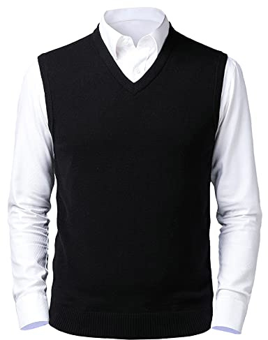 Btmpmcs Herr Enfärgad V-ringad Slipover tröja väst Klassisk Business Gentleman Stickad väst Enfärgad Casual Pullover Gilet Smart Suit Ärmlösa linne