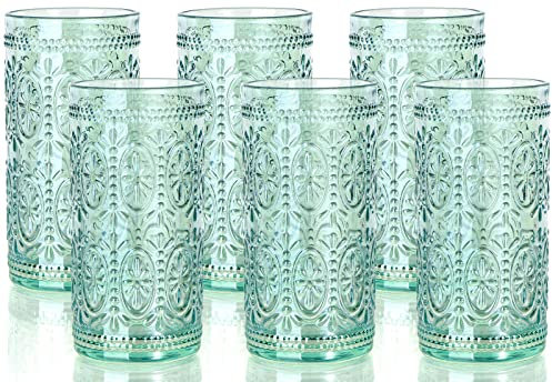 Darlion Green Glassware, Vintage Drinking Glasses, 12oz Highball Glasses