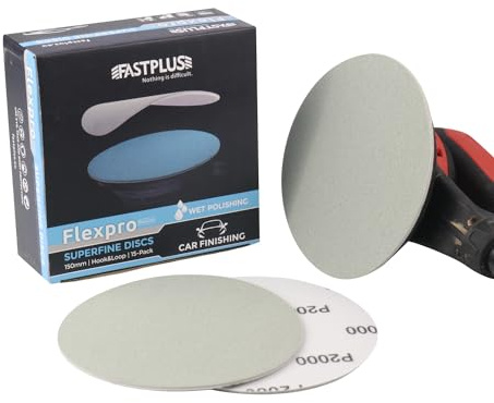 FASTPLUS Lot de 15 disques abrasifs en carbure de silicium de 150 mm, disques en mousse humide et sèche pour ponceuse orbitale aléatoire