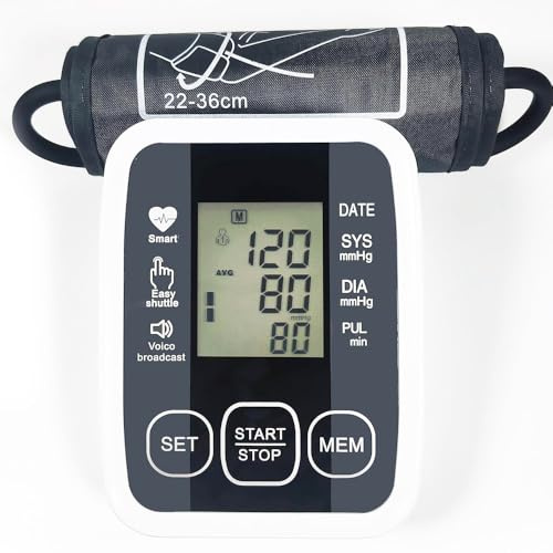 Tensiómetro de Brazo Digital - Monitor de Presión Arterial con Brazalete Grande Ajustable (22-36 cm), Detección de Arritmias y 2x99 Juegos de Memoria para Uso Doméstico