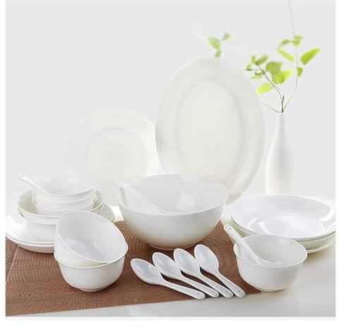 SHEDIE Juegos de vajilla de Porcelana, Juego de vajilla de cerámica de 23 Piezas, vajilla, Platos, Platos, Juego de Servicio de Cena Combinado de cerámica, Porcelana