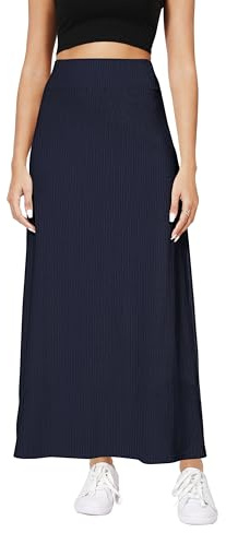 Urban CoCo Women's Stretchy A-Line Maxi Skirt Elastic Waist Long Skirt