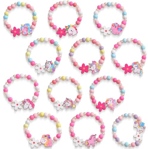 ZILZUFA 12 PCS Braccialetti Amicizia per Bambine con Unicorno, Regali Fine Festa Compleanno Bambina, Braccialetti Colorati Handmade, Ideali per Party e Ricordi