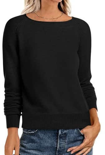 ANRABESS Womens Long Sleeve Rolled Neck Casual Soft Lightweight Basic Pullover Sweater Top 2025 Fall Shirt Work Outfits Black Medium