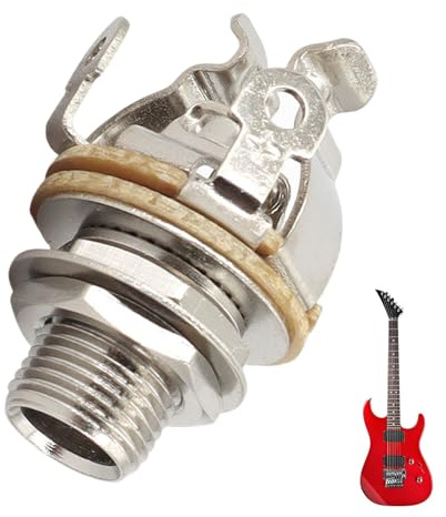Full-contact Output Jack Socket for Guitar Bass 4-Contact Stereo Pure Tone Full-contact Metal Electric Guitar with Washer Locking Nut for Speakers Footswitch Audio Amplifier Instruments (Silver)
