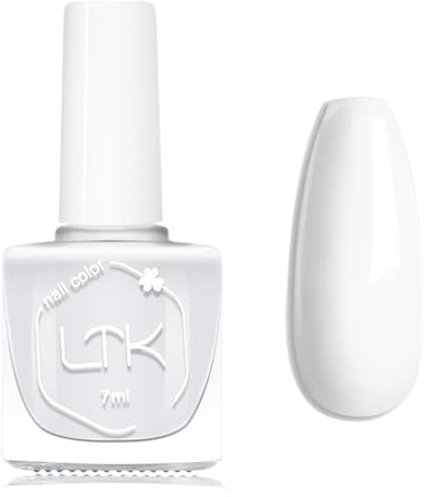 White Nail Polish - Pure White Nail Varnish - Quick Dry Milky Solid Color Nail Polish - Long Lasting Chip Resistant Nail Varnish for DIY Nail Art Manicure at Home