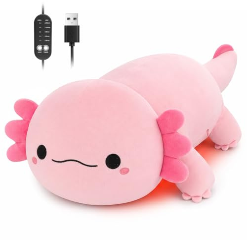 Axolotl Heating Pad Period Cramp Pain Relief, USB Powered Electric Heat Pad | Portable Menstrual Heated Plush Stuffed Animal, Funny Mothers Day Easter Christmas Birthday Gifts for Women Teenage Girls Her