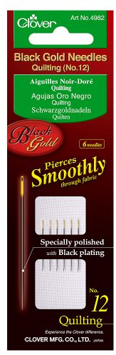 Clover Needles, Quilting No. 12, Black/Gold