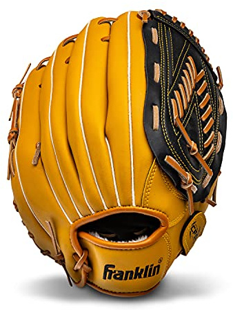 Franklin Sports Guante de béisbol y sóftbol Unisex para Adultos de 13 Pulgadas – Modified Trapeze Web Fieldmaster Youth Men s Wo, Bronceado, 13 US