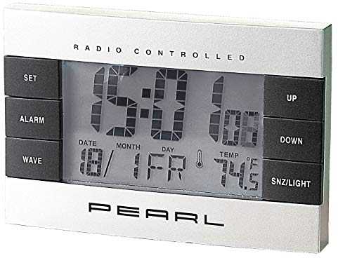 PEARL Wecker zum Aufhängen: Digitaler Funkwecker mit Temperaturanzeige und Kalender (Wecker mit Temperaturanzeige, mit Temperatur, Thermometer)