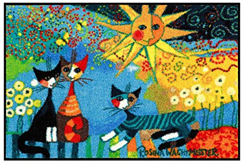 Salonloewe Rosina Wachtmeister Fußmatte La Dolce Vita waschbar trocknergeeignet Katzenmotiv, Größe: 50 x 75 cm