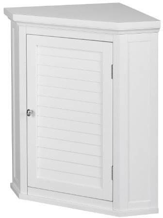Versanora Armadio a muro in legno ad angolo per bagno, MDF, bianco, 57,15 x 38,1 x 60,96 cm