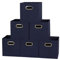Household Essentials 81-1 Foldable Fabric Storage Bins | Set of 6 Cubby Cubes with Handles | Navy Blue, 6 lbs