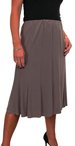 icecoolfashion Gonna A Campana Svasata A Pannelli al Ginocchio da Donna Morbida Ed Elasticizzata con Lucentezza E Interamente Foderata Marrone Chiaro 40-54 (XL)