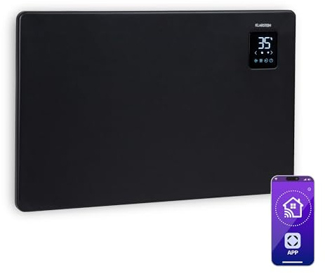 Klarstein Bansin Smart konvektionsvärme konvektor elektrisk värmare, LED-display, touchdisplay, timer, appstyrning, termostat 5-50 °C, veckotimer, 1500 watt till 30 m², svart