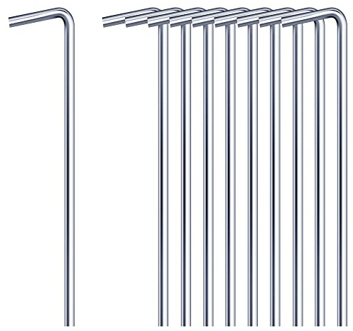 Tent Pegs 10pcs 18cm Metal Heavy Duty Tent Hooks Camping Pegs Steel Tent Ground Pegs for Tarpaulin Football Net Marquees Hiking Traveling Beach and Outdoor