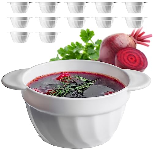 KADAX Tazze da zuppa, 650 ml, ciotole in vetro rinforzato, 18,5 x 14 x 8 cm, ciotole con doppio manico, zuppa per zuppe, creme, brodi (650 ml/12 pezzi)