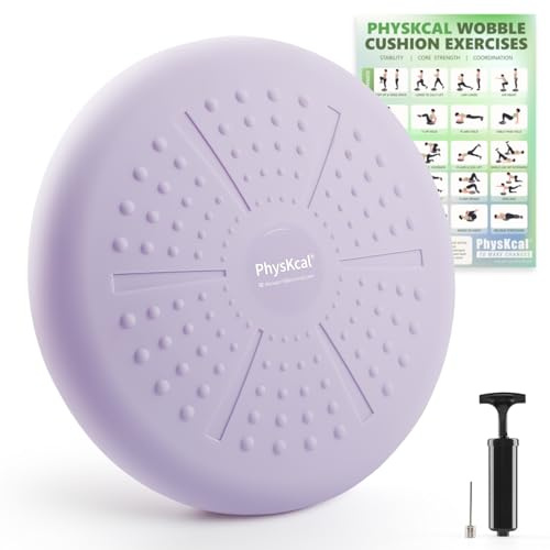 PhysKcal Coussin d'équilibre- Coussins de stabilité pour la kinésithérapie et Le Fitness, Assise Flexible, Coussin sensoriel favoriser la Concentration-Violet Lilas