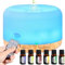 AQXONG 500ML Difusor Aceites Esenciales, Humidificador de Aromas con 6x10ml Aceites Esenciales, Difusor Ultrasónico con Mando a Distancia para Sala de Estar Dormitorio Yoga Oficina - 7 Colores LED