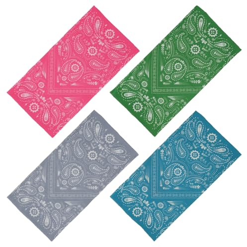 SMEHCF 4 Mehrzweck Bandanas für Damen Herren Stirnband Sturmhaube Haar Kopftuch Gesicht Halbmaske Halsmanschetten atmungsaktiv wiederverwendbar waschbar rosa grau grün blau Cashew Blume