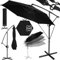 KESSER® Alu Ampelschirm Sonnenschirm + Abdeckung Ø350 cm & Kurbelvorrichtung Kurbelschirm mit Ständer UV-Schutz Aluminium Wasserabweisende Bespannung 360° Funktion Garten-Schirm Marktschirm Schwarz