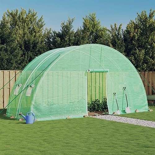 Mengtu Invernadero con marco de acero, túnel de jardín, túnel, invernadero, invernadero, tomate, maceta, tienda de campaña, verde, 12 m², 6 x 2 x 2,85 m, muebles de jardín