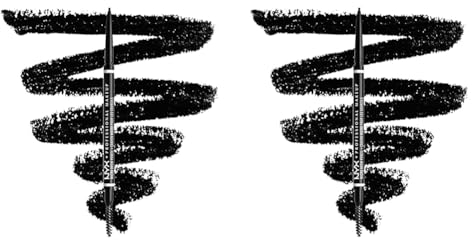 NYX Professional Makeup Micro Brow Pencil, Dual Ended with Mechanical Brow Pencil and Spoolie Brush, Vegan Formula, Shade: Black - 0.003oz/0.09g (Pack of 2)