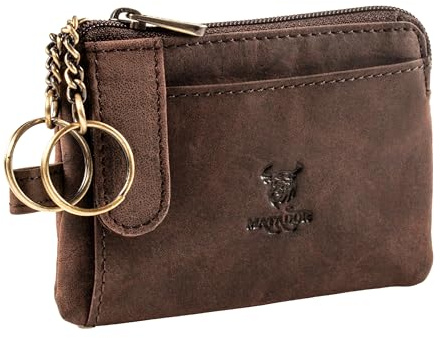 MATADOR Porta chiave con 2 porta carte di credito e portamonete in vera pelle, mini custodia per chiavi con blocco RFID e scatola regalo, borsa in pelle multifunzione | accessorio per auto, S