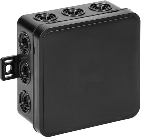 Miratic Caja Estanca Exterior IP54 - Caja para Cables - Caja Conexiones Estanca de Empalme Superficie CLICK - 100x100x41mm Caja Estanca 12 abertura (Negro)