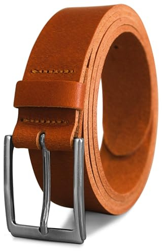 FRIEDRICH HOFFMANN Gürtel Herren schwarz - Ledergürtel Herren - 100% Leder - Anzuggürtel Business Gürtel Jeans - 3,5 cm - Made in Germany (Cognac, 85 cm Bundweite = 100 cm Gesamtlänge)