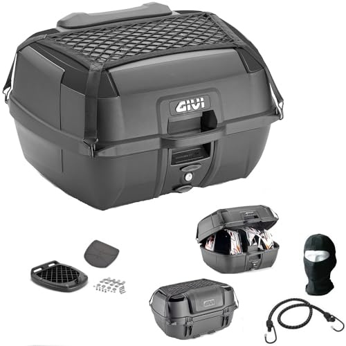 Kompatibel med Sym Cruisym monolock topcase + platta + nät + ryggryggstöd GIVI för 2 integrerade eller varje 45 l för motorcykelskotrar med pakethållare eller hållare