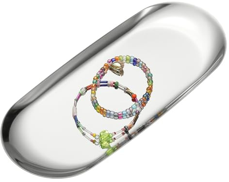 sourcing map Bandejas cuadradas para servir, plato decorativo de acero inoxidable de 9 pulgadas, bandeja de tocador pequeña para baño, aromaterapia, vela y bebida, color plateado