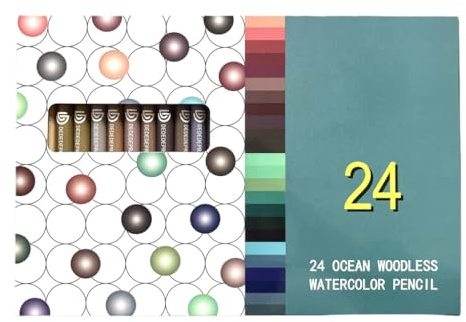 24 matite acquerellabili professionali per artisti, per bambini, solubili in acqua, senza legno, matite colorate per colorare la pittura