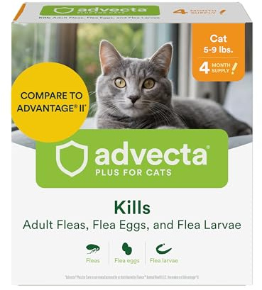 Advecta Plus Topical Flea Treatment for Cats and Kittens, Flea Prevention and Control, Small & Large, Fast-Acting Waterproof Drops, 4-Month Supply