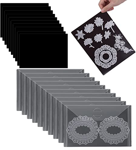 10 Stück transparente Kunststoff-Umschläge und 10 Stück weiche Gummi-Magnetbögen für Stanzformen, Schablonen, Basteln, Stanzformen StempelAufbewahrungssets ideal für die Aufbewahrung von Stempeln