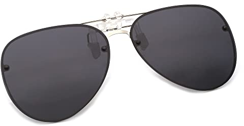 JM Retro Clip on Aviator Sunglasses, Polarized Flip up Over Prescription Glasses Men Women Grey