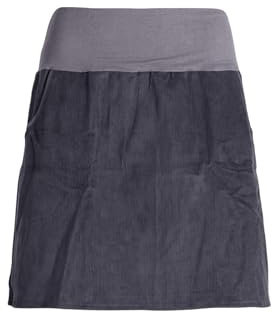 Vishes Damen-Cordrock mit breitem Bund & Taschen in Grau | Größe L (40) | Handgefertigt aus 100% Baumwolle | Für warme & kalte Monate | Nachhaltige Alternative Bekleidung