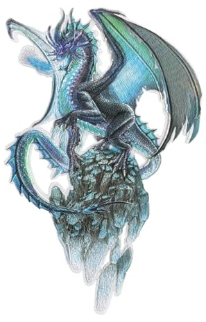 ROTH Bügelbild, gestickt, Eisdrache