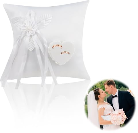 Fosoloni Hochzeit Ringkissen Ring Kissen, Ehering-Kissenfür Ringträger, Party & Accessories Vintage Hochzeit Ringkissen 20cm*20cm