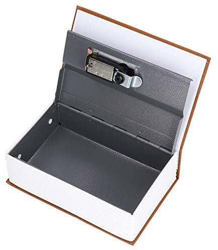 Geheimer Buchtresor, Stilvolle Aufbewahrungsbox aus Stahl für Wertsachen, die Sicherheit zu Hause oder auf Reisen – Büchertresor, Tresor in Buchform (BROWN)