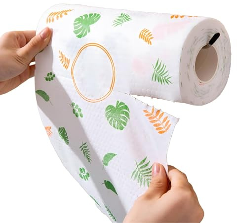 ANKROYU 1 Rouleau De 50 Fuilles Essuie-tout De Cuisine, Torchons Ménagers à Usage Sec Humide, Papier De Cuisine Absorbant, Essuie-tout En Polyester à Usage Unique Pour Vaisselle, Casseroles