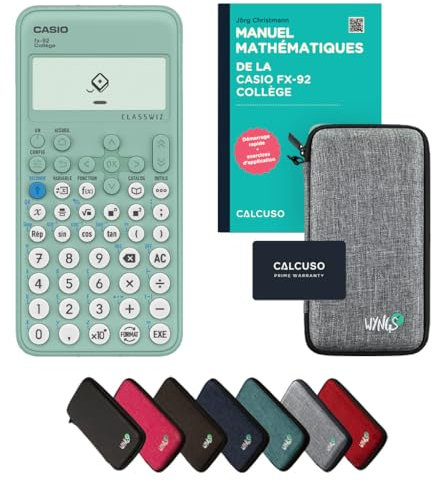 Casio fx-92 Collège Incl. Funda Protectora Gris Claro y Libro especializado (88 páginas, DIN A5) – Calculadora científica – Smart Set (Francés)