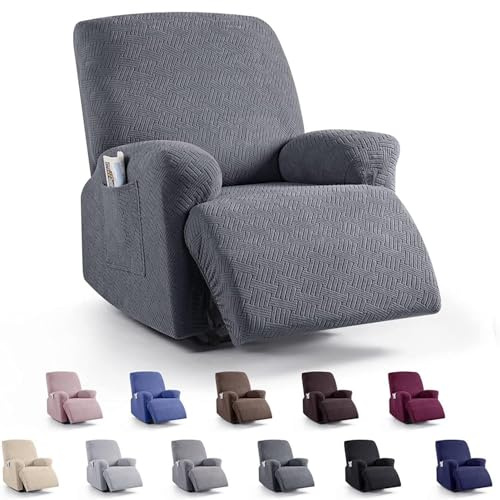 Stretchhusse für Relaxsessel Komplett Sesselschoner, Universell für alle JahreszeitenStretch Relaxsessel Bezüge - Einfarbig Elastisch Sesselbezug für Fernsehsessel Liege Sessel, dark gray-Single seat