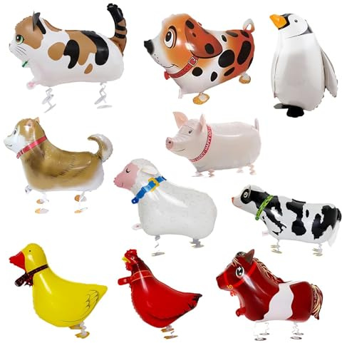 10-pack ballonger med djur som går på gården temaballonger, kreativa ballonger, roliga ballonger, festdekorationer, barnleksaker