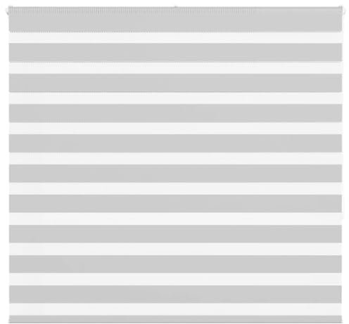 vidaXL Zebrarollo Hellgrau 160x150 cm Stoffbreite 155,9 cm Polyester, Zebra-Rollo, Doppelrollo, Zebra-Jalousie für Fenster, Doppelrollo, Zebra-Rollo