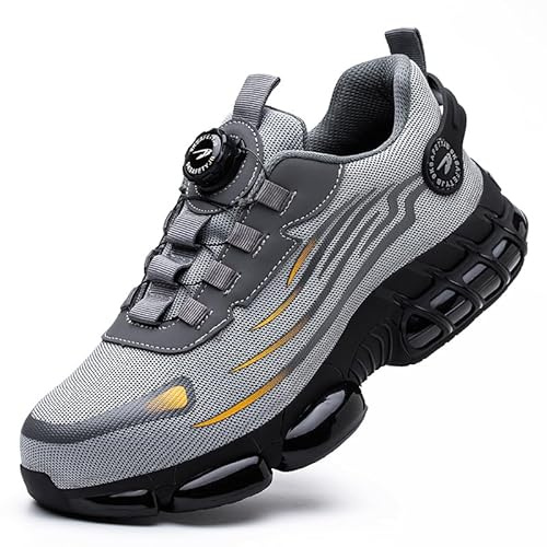 Steel Toe Work Shoes for Men and Women Lightweight Comfortable Industrial & Construction Safety Shoes Grey
