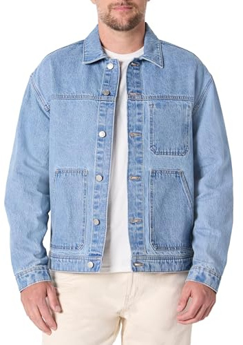 Amazon Essentials Men's Rigid Denim Relaxed-Fit Utility Jacket