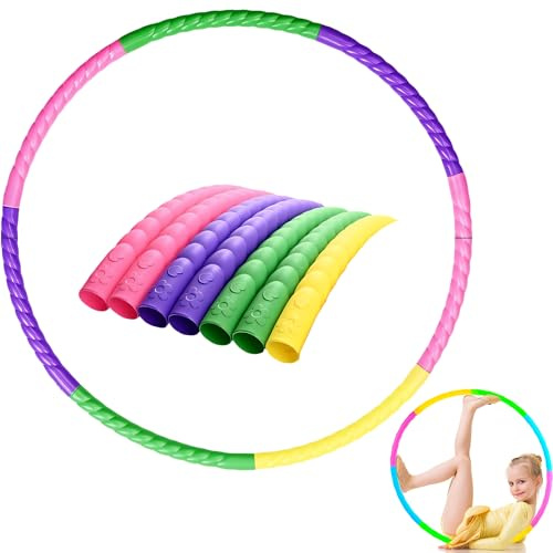 GIUSOBG Hula Hoop-ring barn 7 delar plast avtagbar 60 cm Hullahub-ring för barn, justerbar Hula Hoop-ring för fitness, gymnastik, dansspel, barn och vuxna