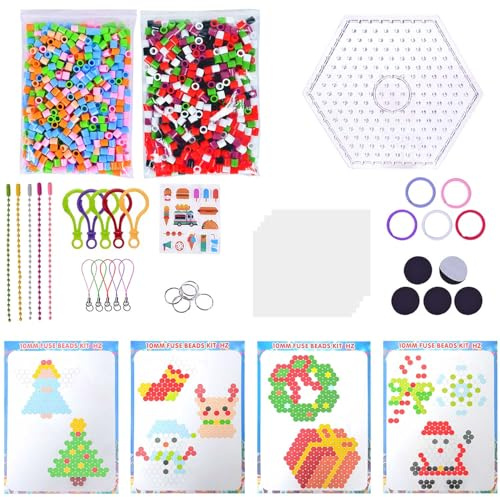 sinirttou Juego de Cuentas Beads para Planchar, 1000 Piezas Beads con Papel de Planchar y Tableros, Creativas Y Manualidades Perlas de Fusión para Niños Creativos
